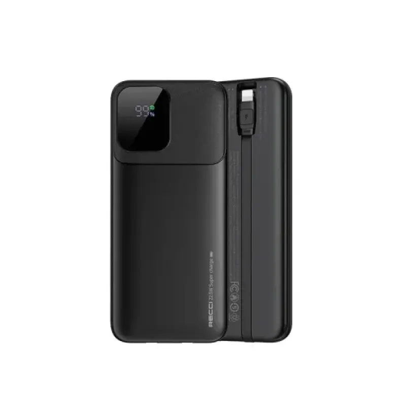 Recci RPB-P67 10000mAh 22.5W Fast Charging Power Bank With Built in Lightning Cable