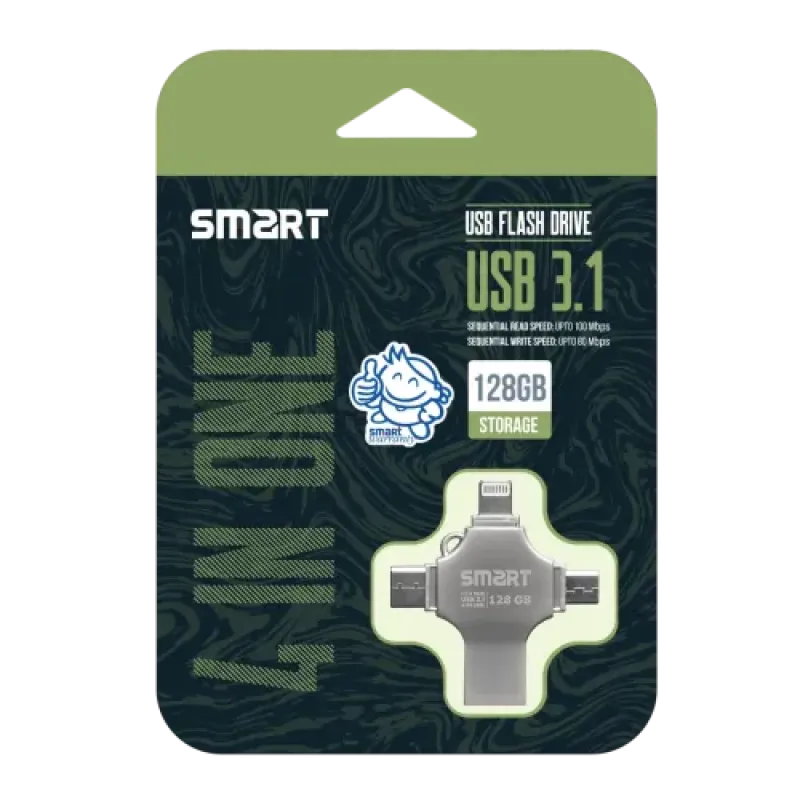 Smart SuperFast SM8 128GB 4-in-1 Metal Body USB 3.1 Pen Drive