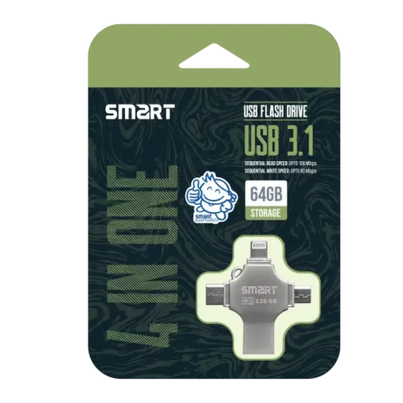 Smart SuperFast SM8 64GB 4-in-1 Metal Body USB 3.1 Pen Drive