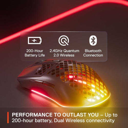 SteelSeries Aerox 3 Wireless - Holey RGB Gaming Mouse SteelSeries Aerox 3 Wireless - Holey RGB Gaming Mouse