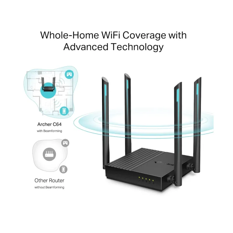 TP-Link Archer C64 Wireless & Ethernet Dual-Band AC1200 Mbps Gigabit Router
