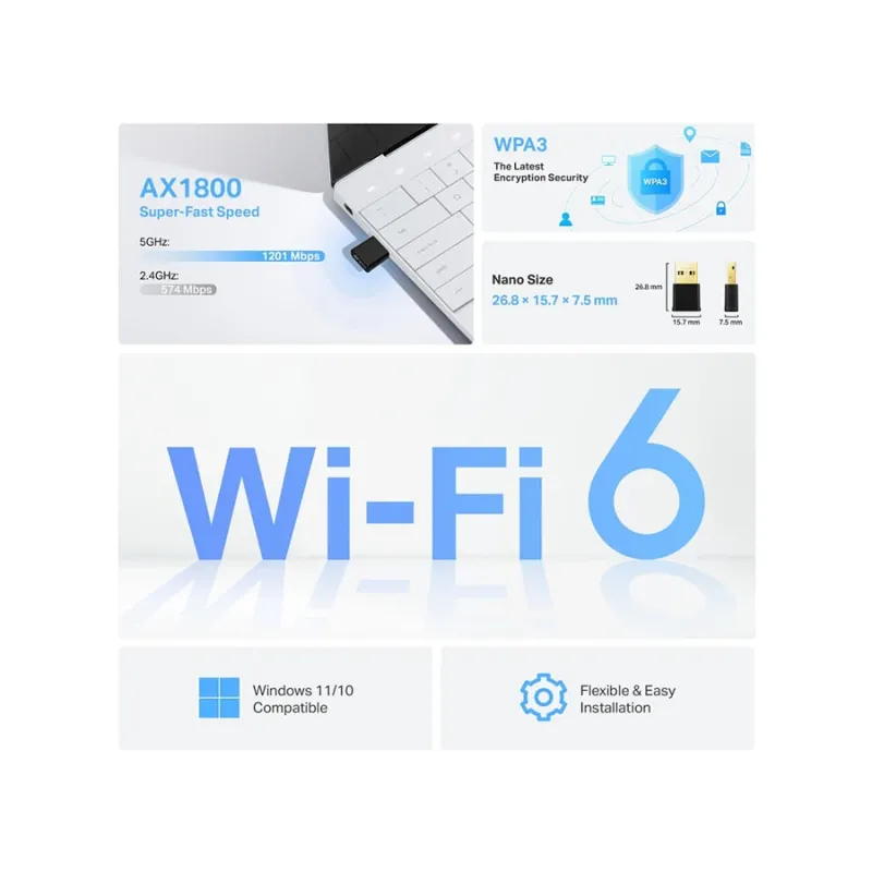 TP-Link Archer TX20U Nano AX1800 Dual Band Wi-Fi 6 USB Adapter