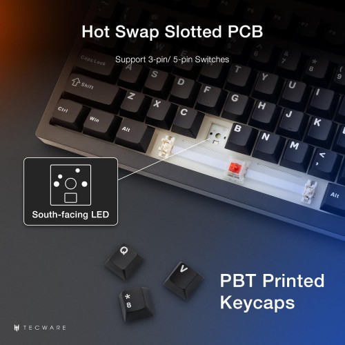 Tecware Spectre 96 Gasket Mounted Mechanical Keyboard with LCD Display (Black)