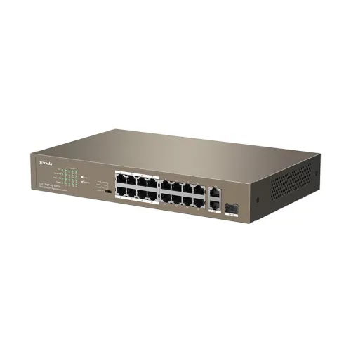 Tenda TEF1118P 19 Port (16 Port 10/100Mbps PoE + 2 Port Gigabit + 1 Port 1000 Base-X SFP) Unmanaged Smart PoE Switch