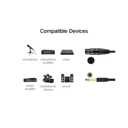 UGREEN AV131 (20719) 6.5mm to Cannon Female AV Cable - 2M