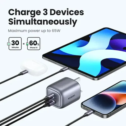 UGREEN CD306 (90663) Nexode 3-Port 65W Charger - UK