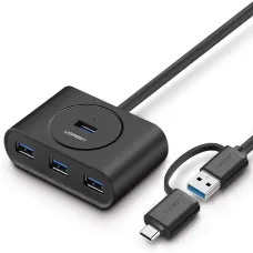 Ugreen CR113 (40850) USB & Type-C Male to Quad USB Female 1 Meter Black HUB