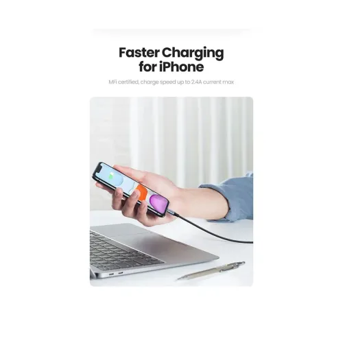 UGREEN US199 (60157) USB Male to Lightning 1.5 Meter Black Data Cable