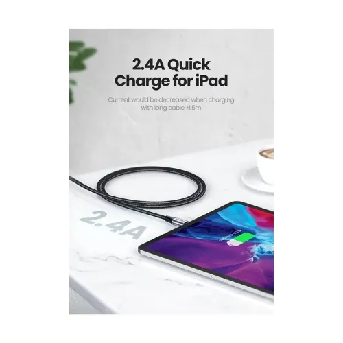 UGREEN US199 (60157) USB Male to Lightning 1.5 Meter Black Data Cable