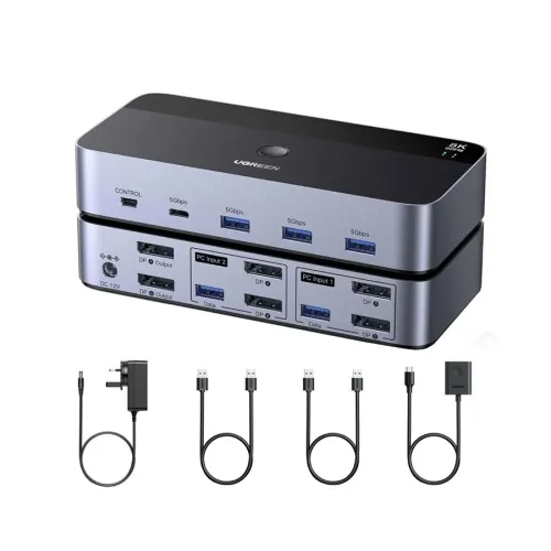 Ugreen AK700 (55851) DP KVM Black & Gray Switch with USB Port
