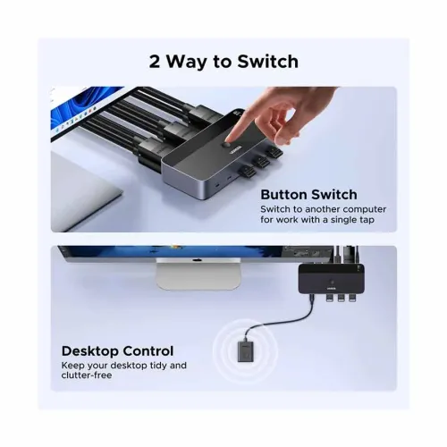 Ugreen AK700 (55851) DP KVM Black & Gray Switch with USB Port