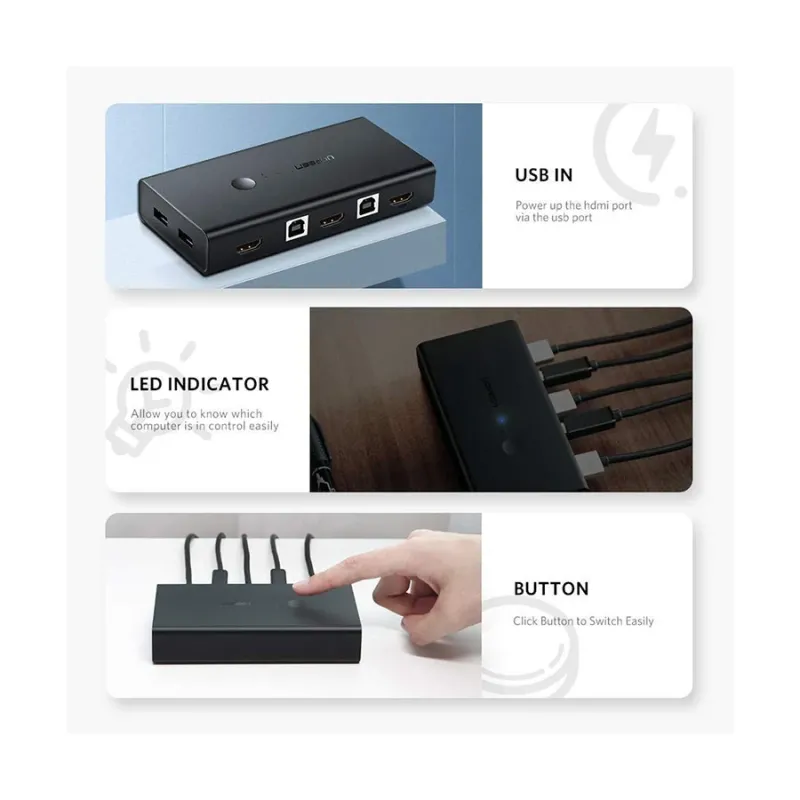 Ugreen CM200 (50744) KVM Black Network Switch