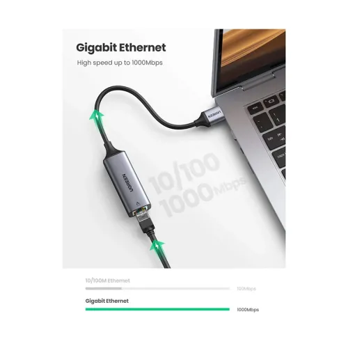 UGREEN CM209 (50922) USB Male to LAN Female Grey USB Converter