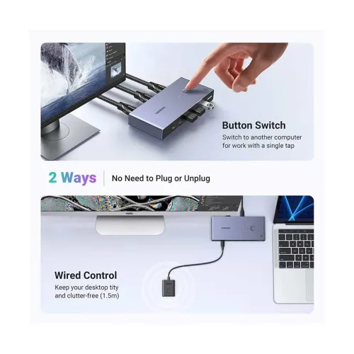 UGREEN CM692 (25961) HDMI KVM Gray Switch with USB Port