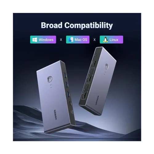 UGREEN CM692 (25961) HDMI KVM Gray Switch with USB Port