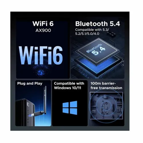 Ugreen CM845 (75109) AX900 Mbps Dual Band Wi-Fi & Bluetooth USB Adapter