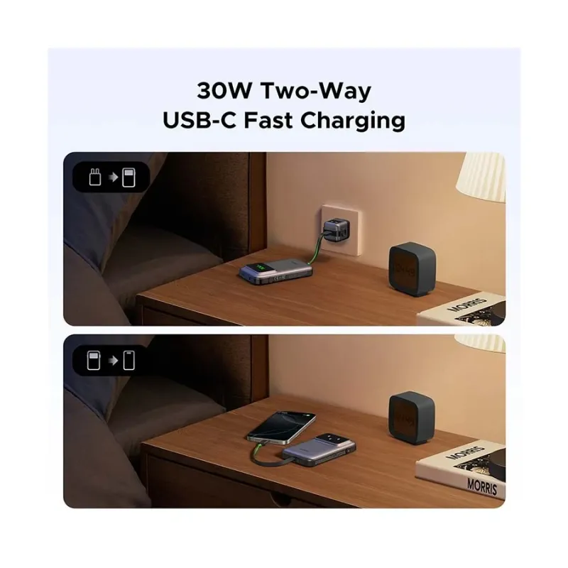 Ugreen PB511 (35603B) Single Cable 10000mAh Black 30W Power Bank with Digital Display