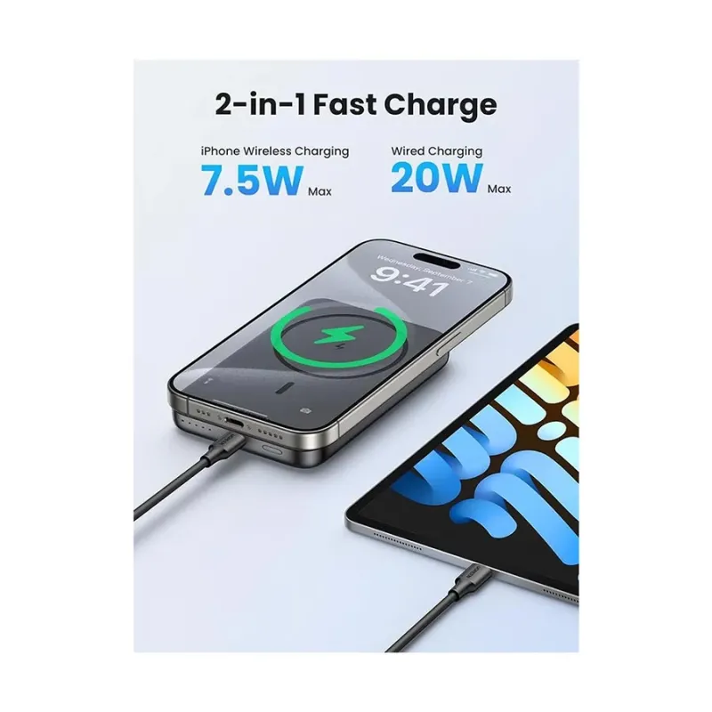Ugreen PB561 (25919) 10000mAh Space Gray 20W Qi Certified Magnetic Wireless Charging Power Bank