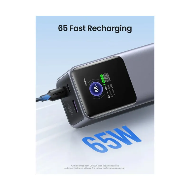 Ugreen PB721 (35524B) Gray 20000mAh 130W Fast Charging Power Bank with Digital Display
