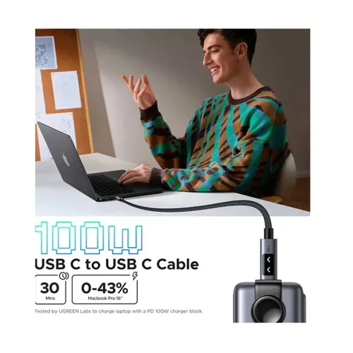 Ugreen Uno L509 (35501) USB Type-C Male to Male 1 Meter Black Charging & Data Cable