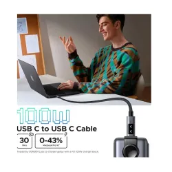 UGREEN L509 (45612) Uno USB Type-C Male to Male 0.5 Meter Gray Data & Charging Cable