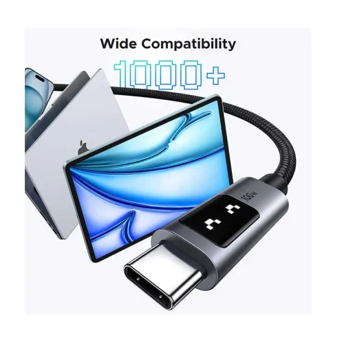 Ugreen Uno L509 (35512) USB Type-C Male to Male 2 Meter Black Charging & Data Cable