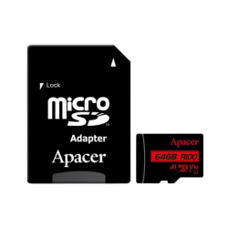Apacer R100 MicroSDXC UHS-I U1 V10 A1 64GB Class-10 Memory Card with Adapter