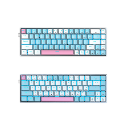 E-YOOSO Z686 Monochrome Compact Mechanical Keyboard with Ice Blue Backlit