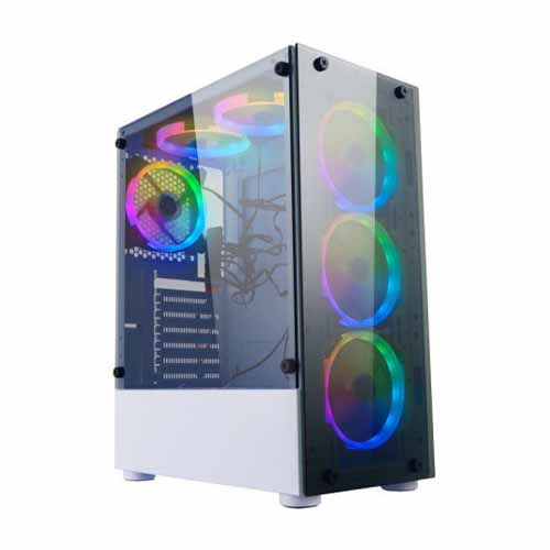 VIEW ONE V8012W RGB GAMING CASING WITH 4X FAN