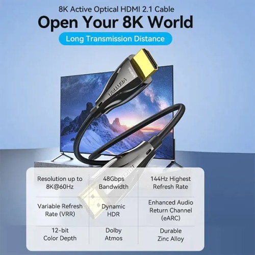 VENTION ALBBN Optical 8K Male to Male HDMI Cable - 15M