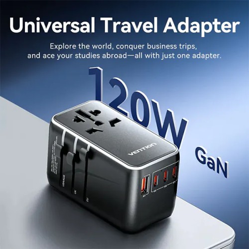 VENTION FJGB0 120W 4-Port USB GaN Universal Travel Adapter VENTION FJGB0 120W 4-Port USB GaN Universal Travel Adapter
