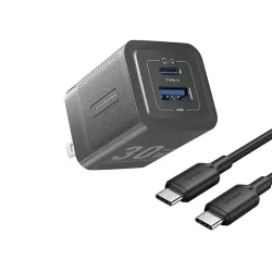 Vention FEQB0-US 2-port 30W GaN Fast Charger Adapter with 1M Type C Cable Vention FEQB0-US 2-port 30W GaN Fast Charger Adapter with 1M Type C Cable