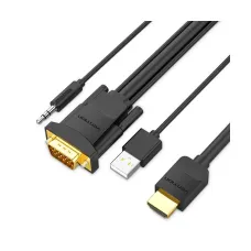 VENTION ABIBF HDMI to VGA Cable with Audio Output & USB Power Supply 1M Black