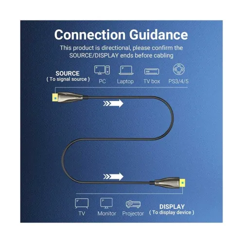 VENTION ALSBV 4K Fiber Optic HDMI Male to Male Cable 40M Black Zinc Alloy Type 
