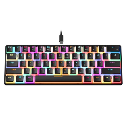 Zifriend ZA616 (61 Keys) 60% Full RGB Mechanical Gray Black Keyboard