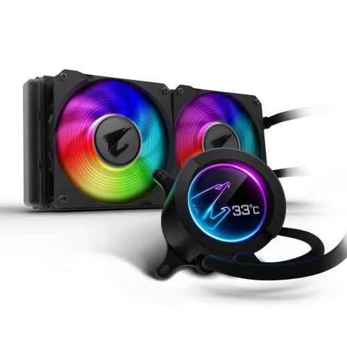 Gigabyte AORUS RGB AIO Liquid Cooler 240 with Circular LCD Display, Dual 120mm ARGB Fans