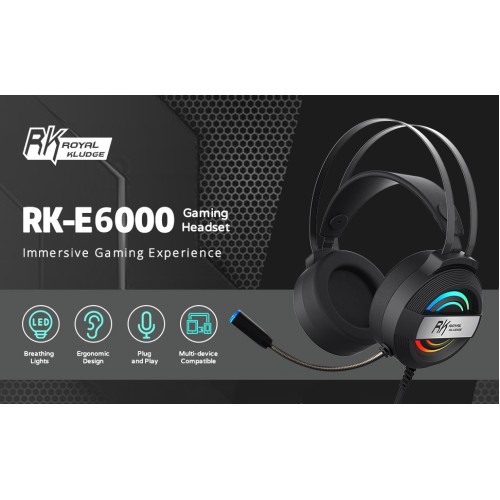 RK ROYAL KLUDGE E6000 Cat Ears 7.1 Gaming Headset (BLACK)