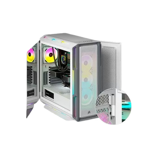 Corsair ICUE 5000T RGB Tempered Glass Mid-Tower ATX PC Case – White