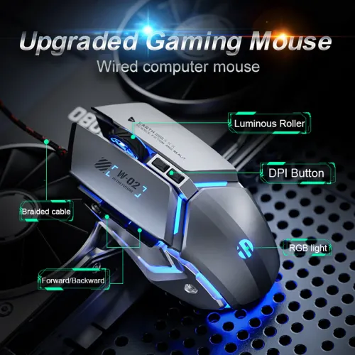 inphic W2 Ⅱ Silent Wired Gaming Mouse