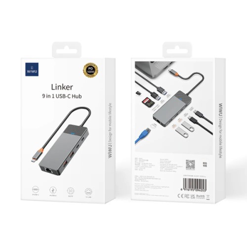 WIWU LINKER A923RPT 9 IN 1 USB-C HUB WIWU LINKER A923RPT 9 IN 1 USB-C HUB