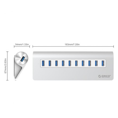 Orico M3H10-V1 10 Port USB 3.0 Aluminum HUB Orico M3H10-V1 10 Port USB 3.0 Aluminum HUB