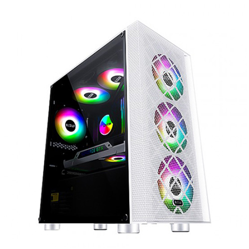 PCcooler Game 6 White Tempered Glass mATX Gaming Casing