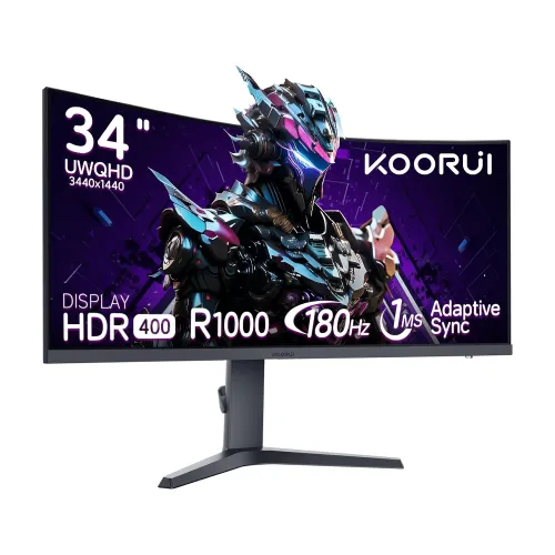 KOORUI 34E6UC 34" 180Hz WQHD VA Curved Gaming Monitor