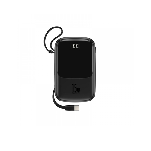 Baseus Qpow Digital Display 3A Power Bank 10000mAh With Type C Cable (PPQD-A01) – Black