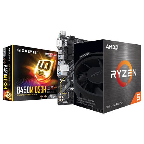 AMD Ryzen 5 5500 Processor & Gigabyte B450M DS3H Motherboard Combo