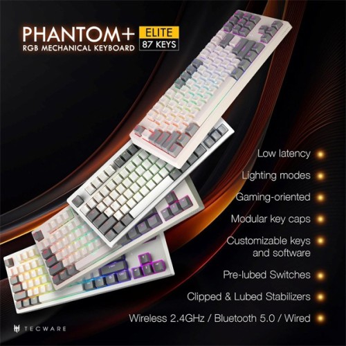 TECWARE ELITE Phantom+ 87-Key Wireless Mechanical Keyboard TECWARE ELITE Phantom+ 87-Key Wireless Mechanical Keyboard