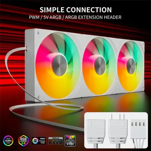 upHere U3TC3 ARGB All-in-One Casing Fan - White