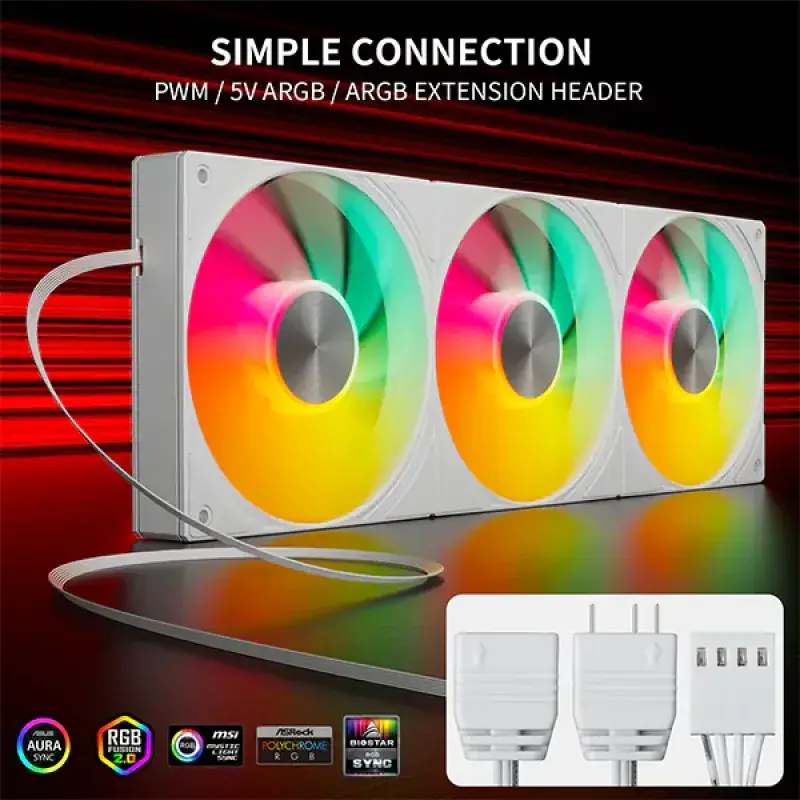 upHere U3TC3 ARGB All-in-One Casing Fan - White upHere U3TC3 ARGB All-in-One Casing Fan - White