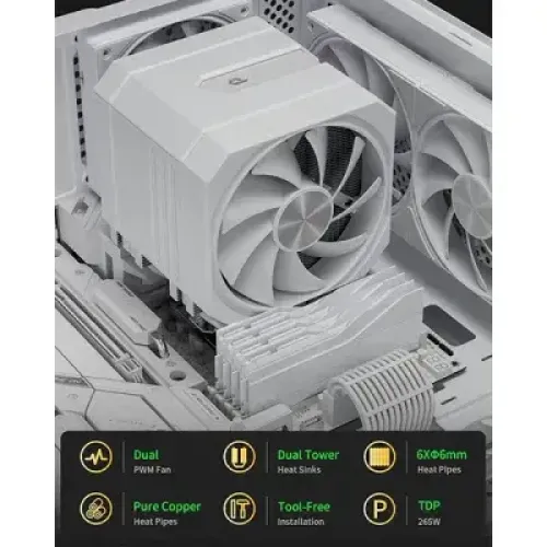 upHere UP2T6 Dual-Tower CPU Air Cooler - White