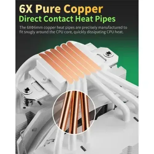 upHere UP2T6 Dual-Tower CPU Air Cooler - White